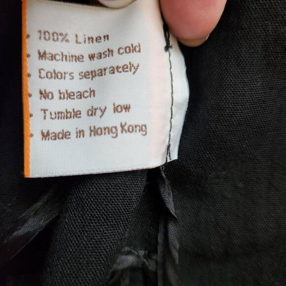 Fridaze Jacket Blazer Cardigan Womens Small 100% Linen Open Front Black Careerwe - Picture 4 of 4